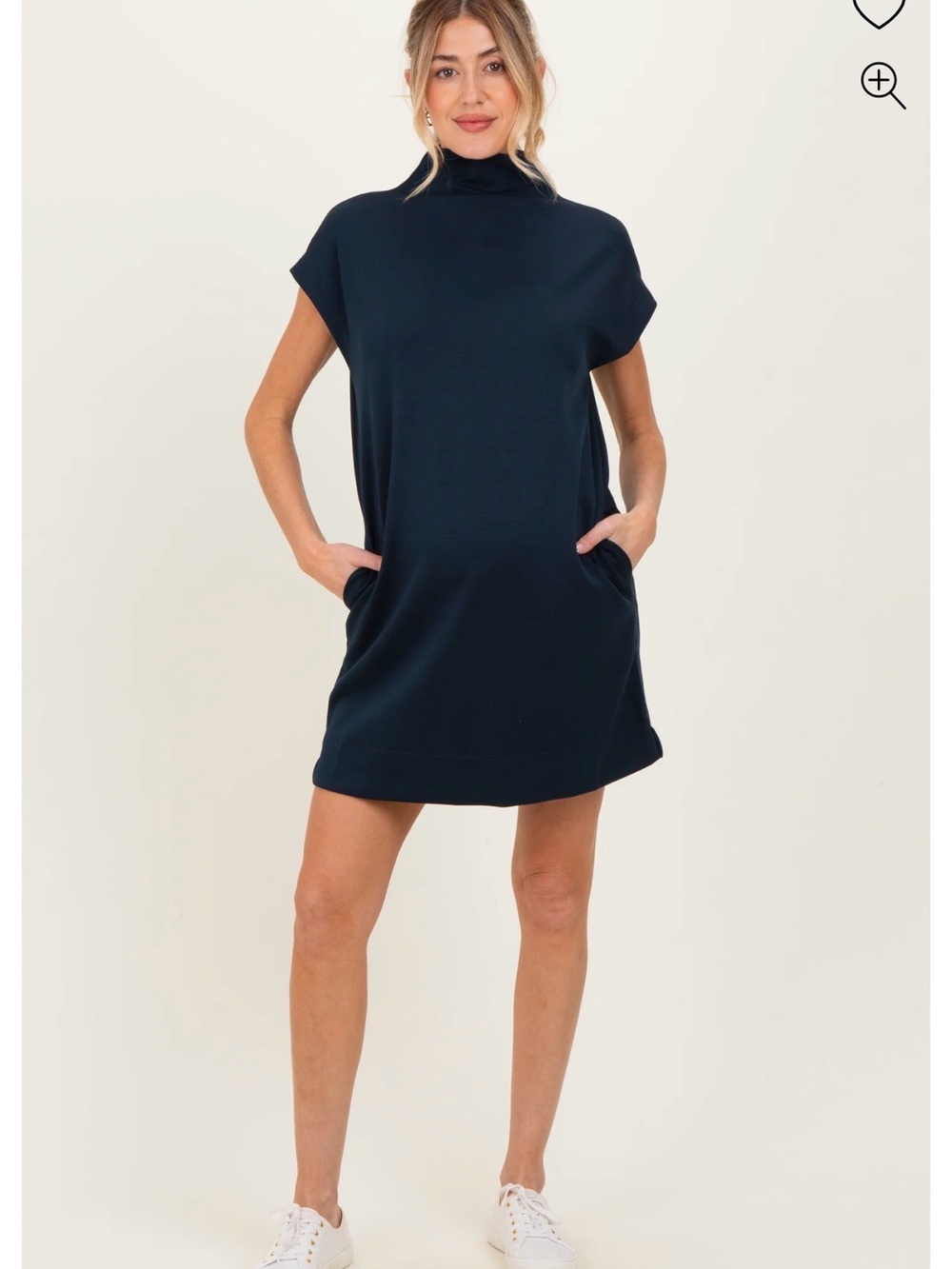Pink Blush Maternity Navy Mock Neck Short Sleeve Mini Dress